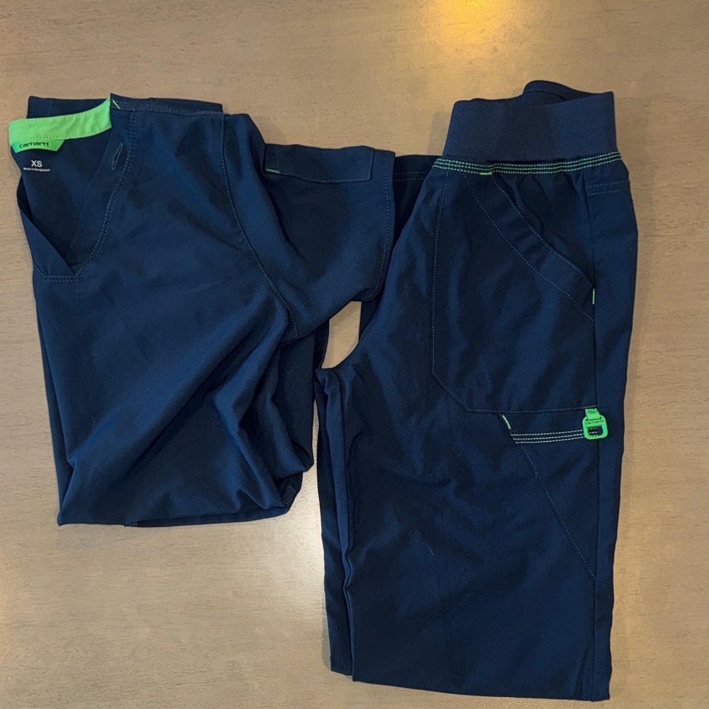 Carhartt Women's Navy Scrub Set with Green Accents